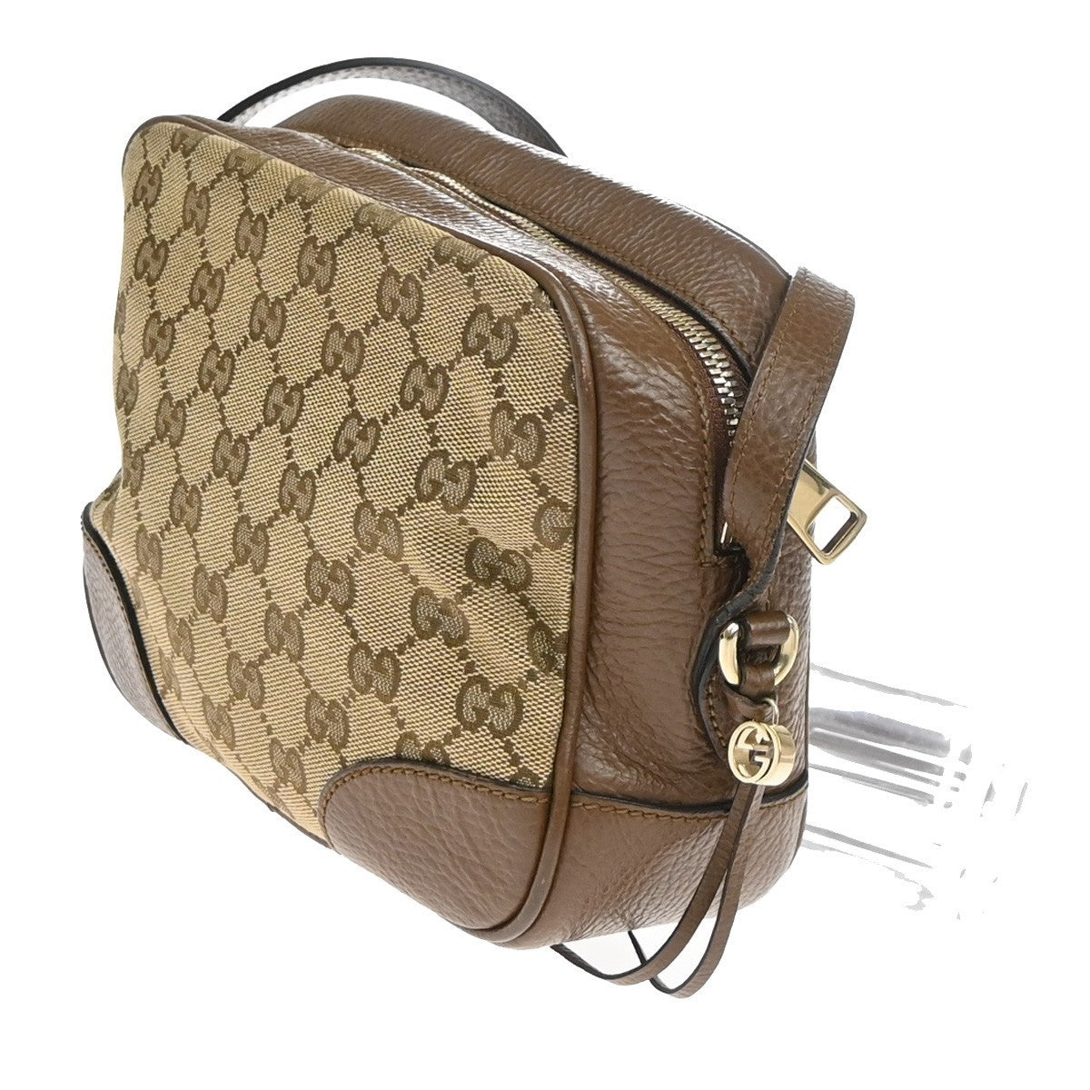 GUCCI Logo Bree GG Pattern Crossbody Shoulder Bag Canvas Leather Brown 77YH970