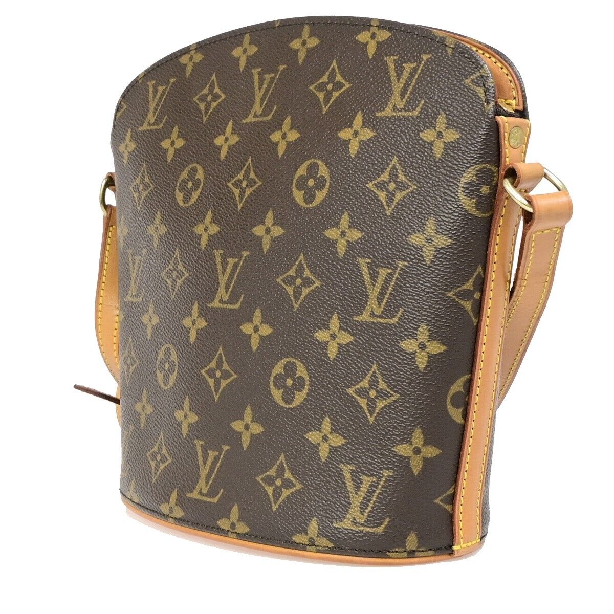 LOUIS VUITTON Logo Drouot Shoulder Bag Monogram Leather Brown GHW M51290 11EB599