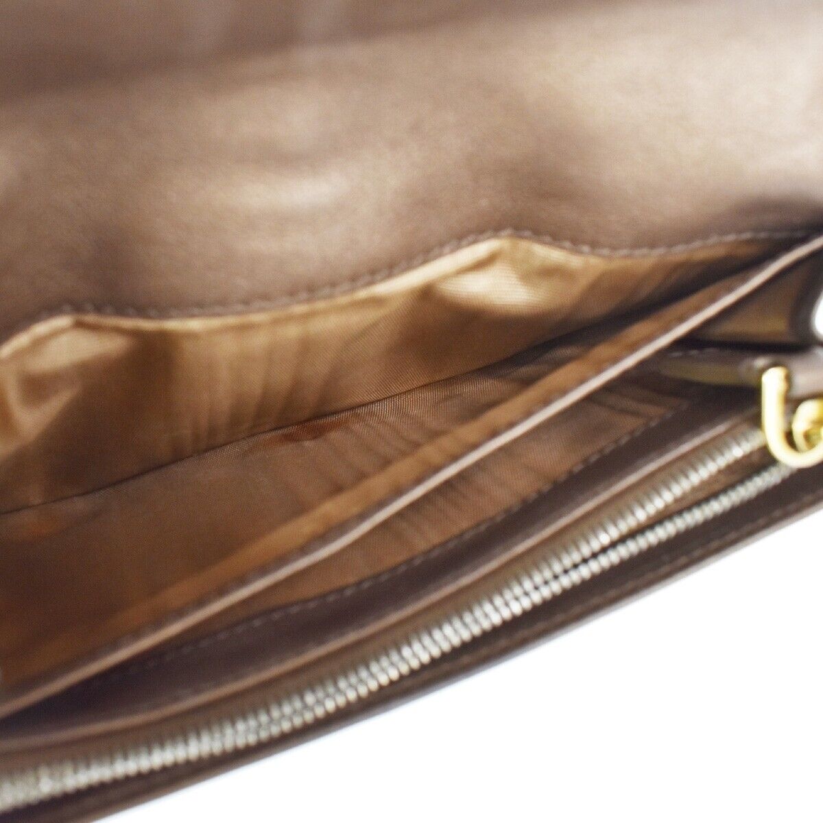 CELINE Logo Macadam Long Bifold Wallet Purse Suede Leather Brown 07GA648