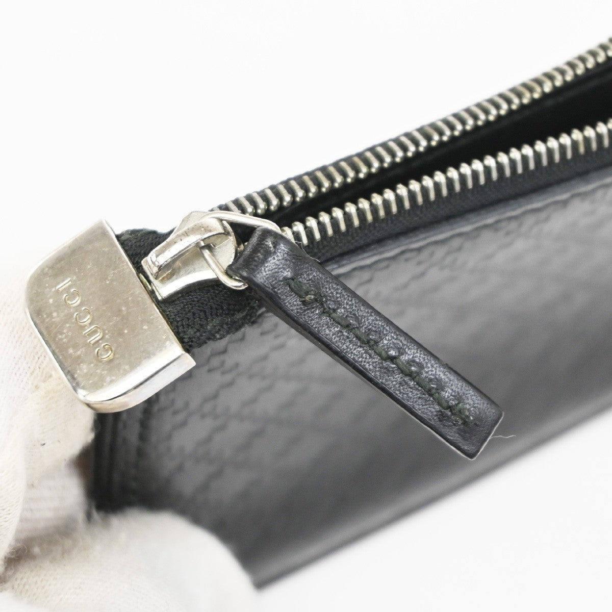 GUCCI Logo Diamante Compact Coin Wallet Leather Black 01TA568
