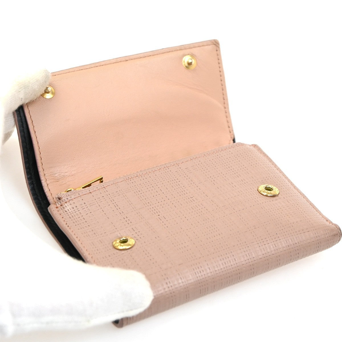 LOEWE Logo Anagram Trifold Wallet Purse Leather Pink Made In Spain 65CA567