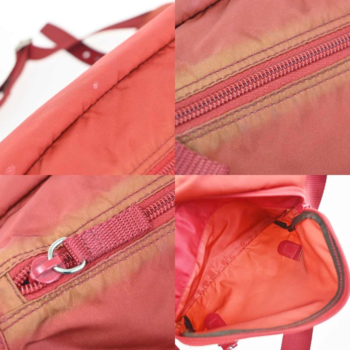 PRADA Logo Tessuto Messenger Shoulder Bag Nylon Leather Red SHW Italy 30KD109