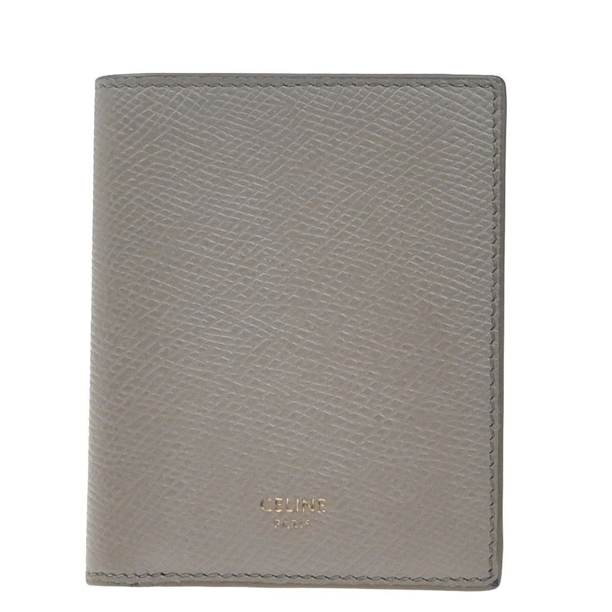 CELINE Logo Coin Case Compact Wallet Leather Beige Italy 60EF796