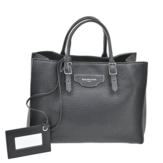 BALENCIAGA Paper Mini Shoulder Hand Bag Leather Black SHW Mirror 46RL476