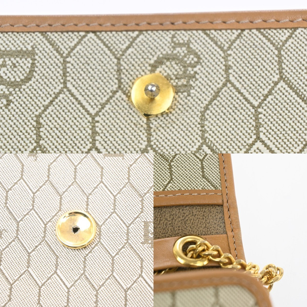 CHRISTIAN DIOR Honeycomb 2way Chain Shoulder Hand Bag PVC Leather BE 32MA466