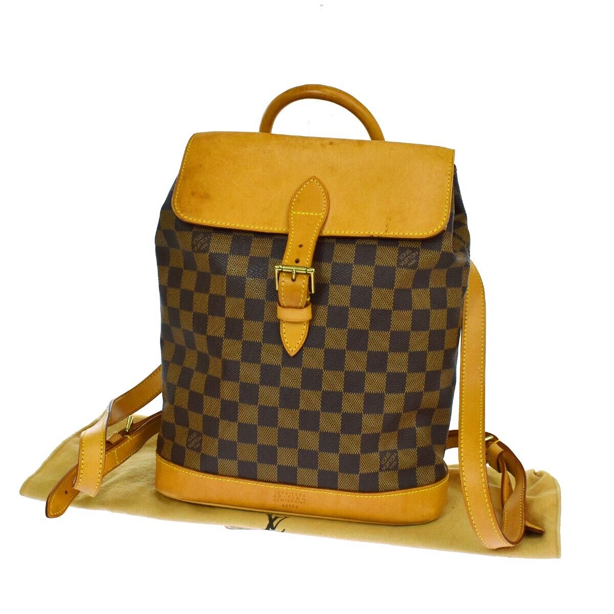 LOUIS VUITTON Logo Arlequin Backpack Bag Damier Ebene Brown N99038 50ED288