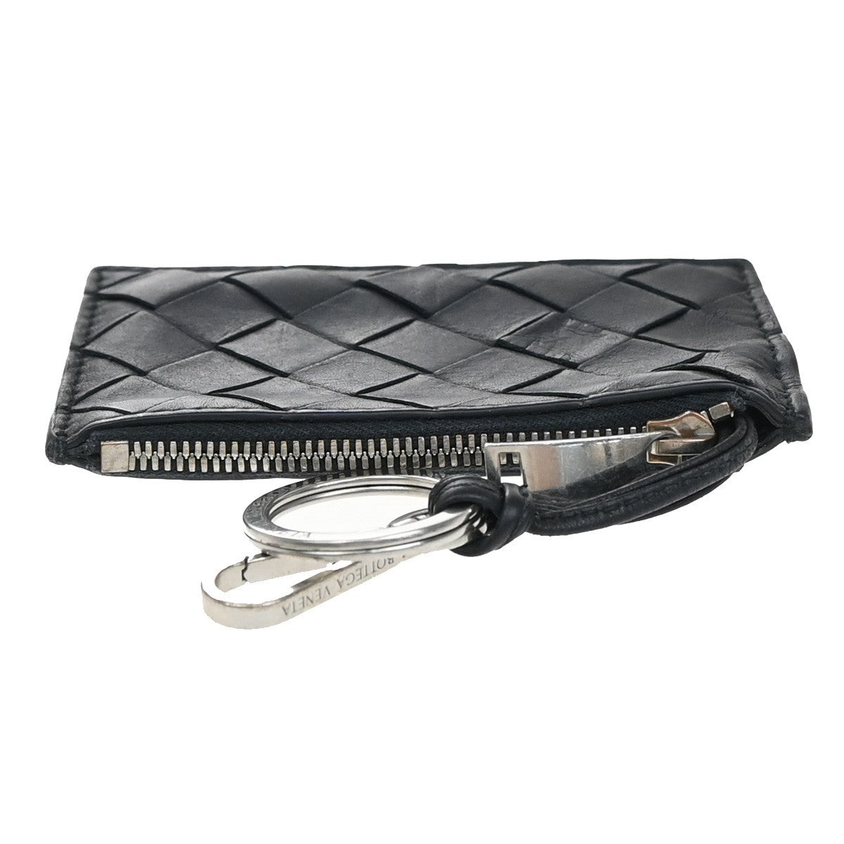 BOTTEGA VENETA Logo Intrecciato Coin Case Wallet Leather Black Italy 66KB125