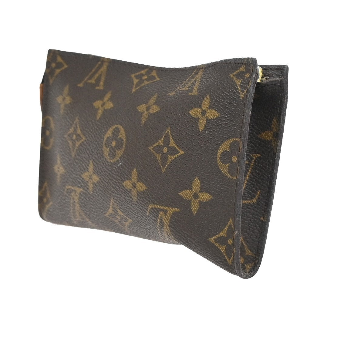 LOUIS VUITTON Logo BUCKET PM Pouch Bag Monogram Leather Brown France 02KC899