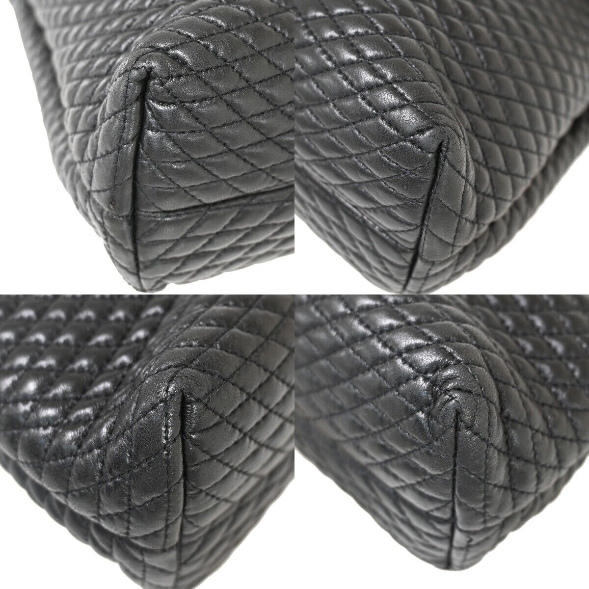 BALLY Logo Hand Bag Leather Black Gold-Plated Made In Italy 02YD220