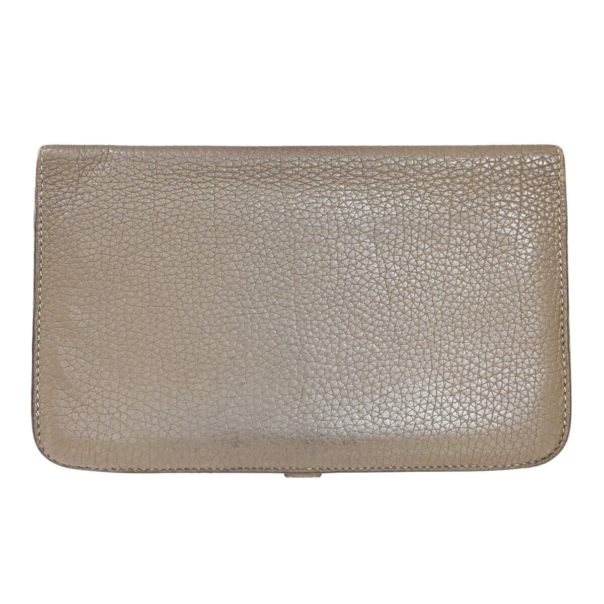 HERMES Logos Dogon GM Long Bifold Wallet Purse Togo Leather Brown SHW 87HB226