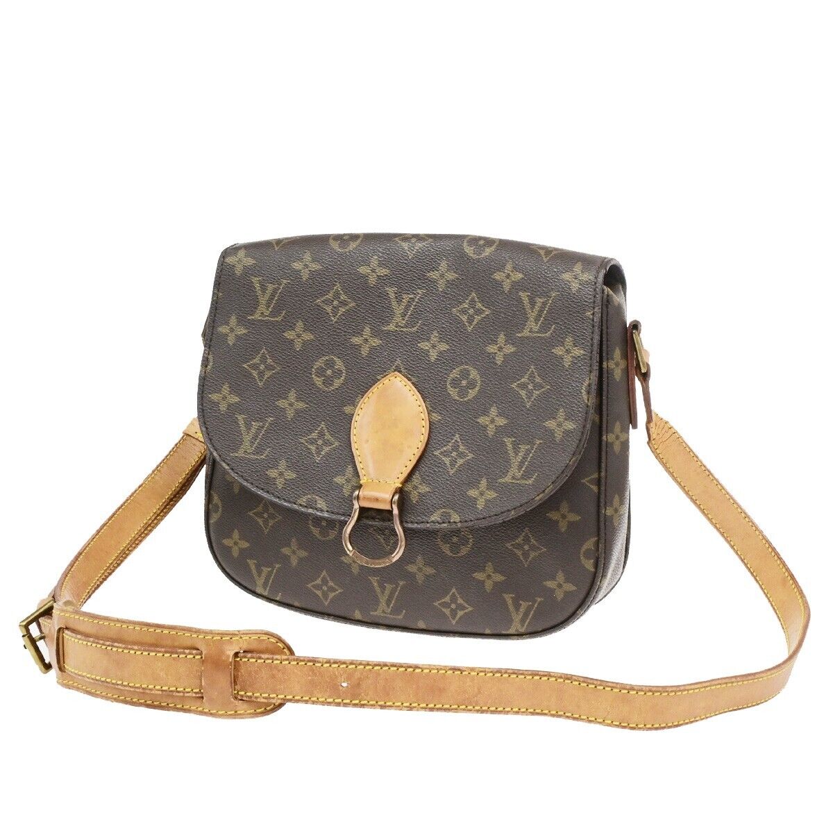 LOUIS VUITTON Saint Cloud GM Shoulder Bag Monogram Leather Brown M51242 61ED903