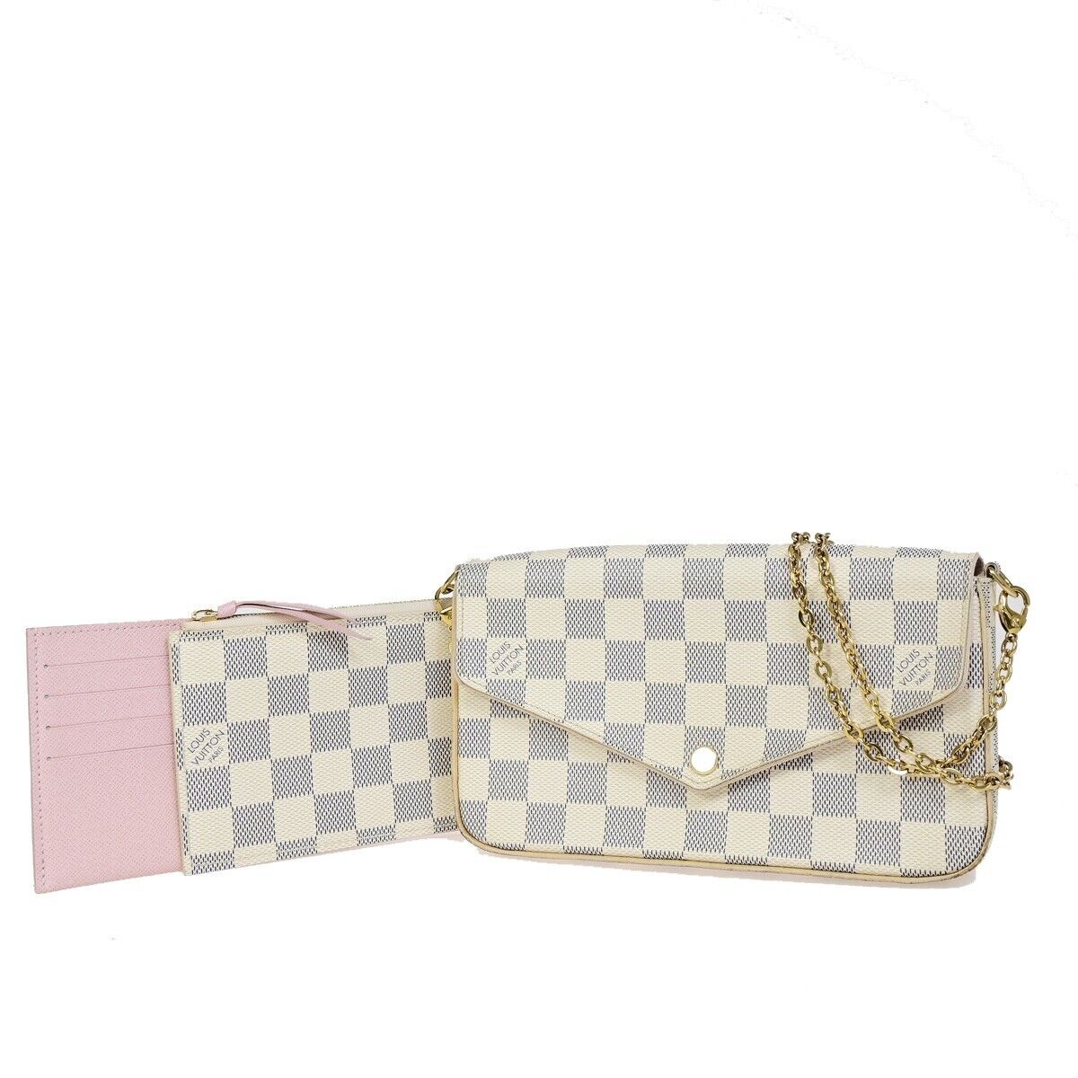 LOUIS VUITTON Felicie Pochette Chain Shoulder Bag Damier Azur WE N63106 99FB120