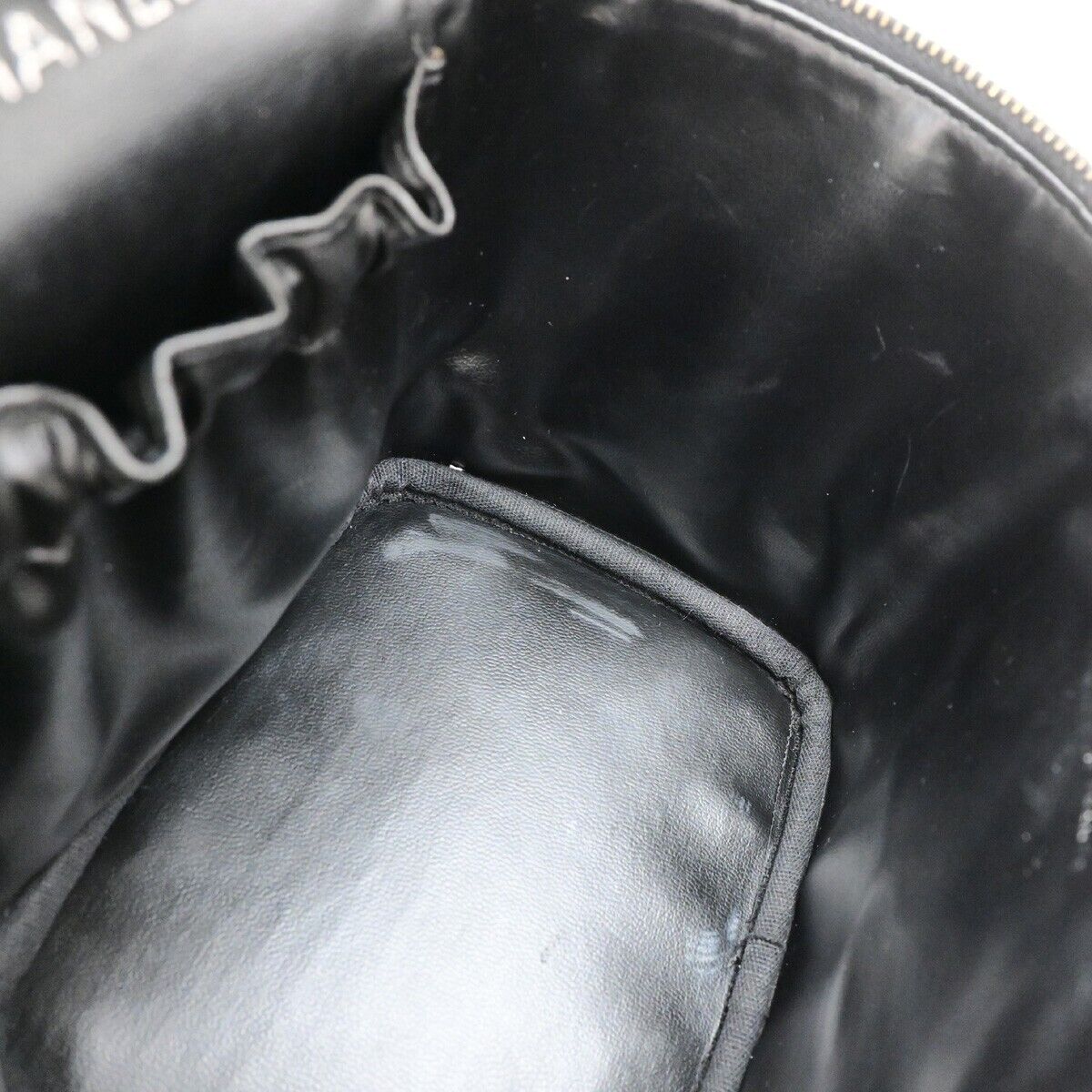 CHANEL CC Vanity Cosmetic Hand Bag Grained Calfskin Leather Black GHW 666RK928