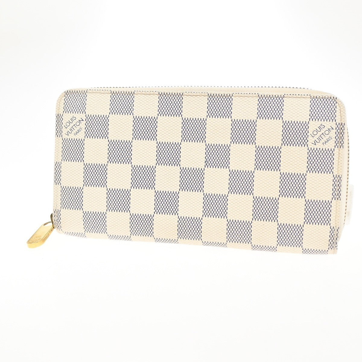 LOUIS VUITTON Zippy Long Wallet Damier Azur Leather White Spain N60019 82MA354