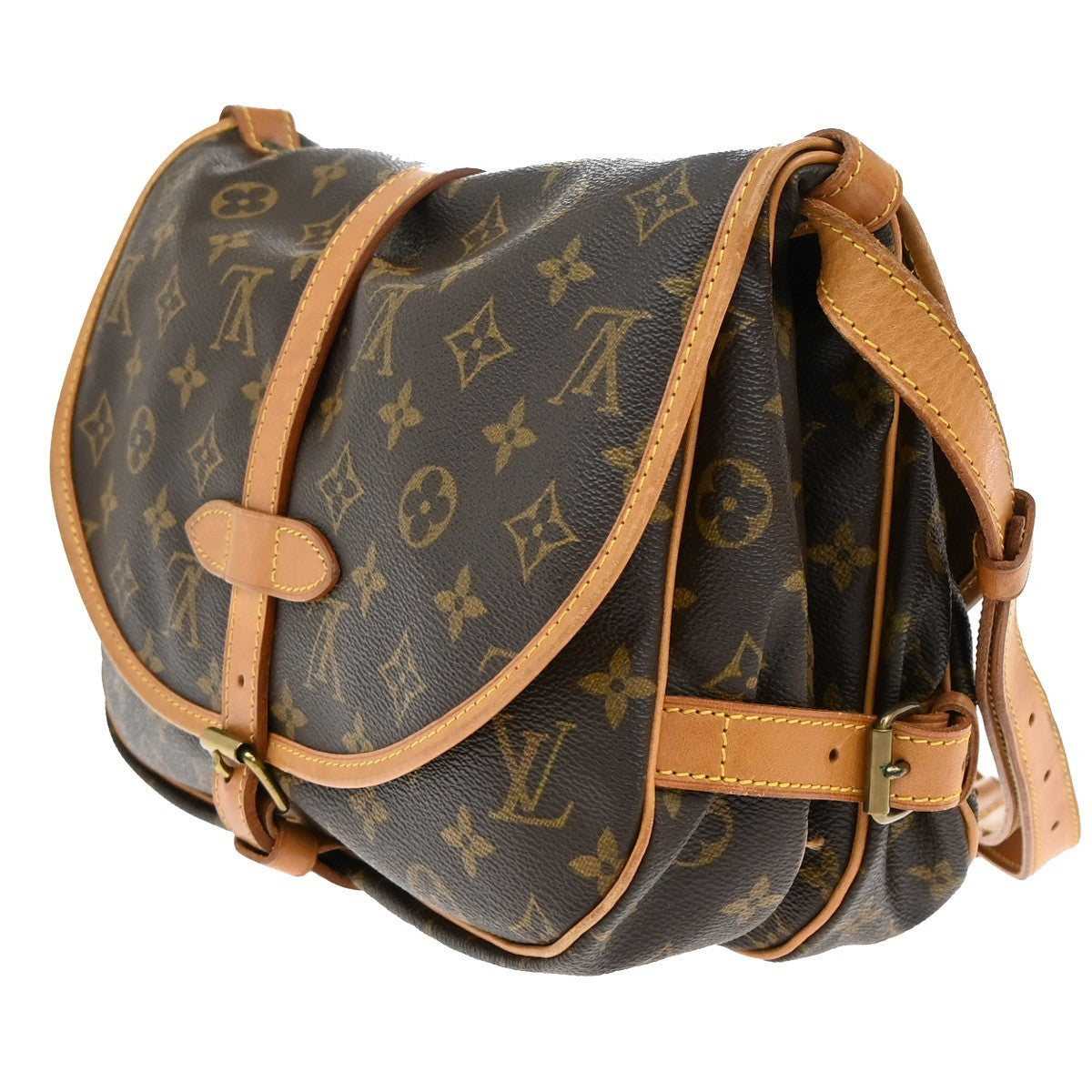LOUIS VUITTON Logo Saumur 30 Shoulder Bag Monogram Leather Brown M42256 16KB413