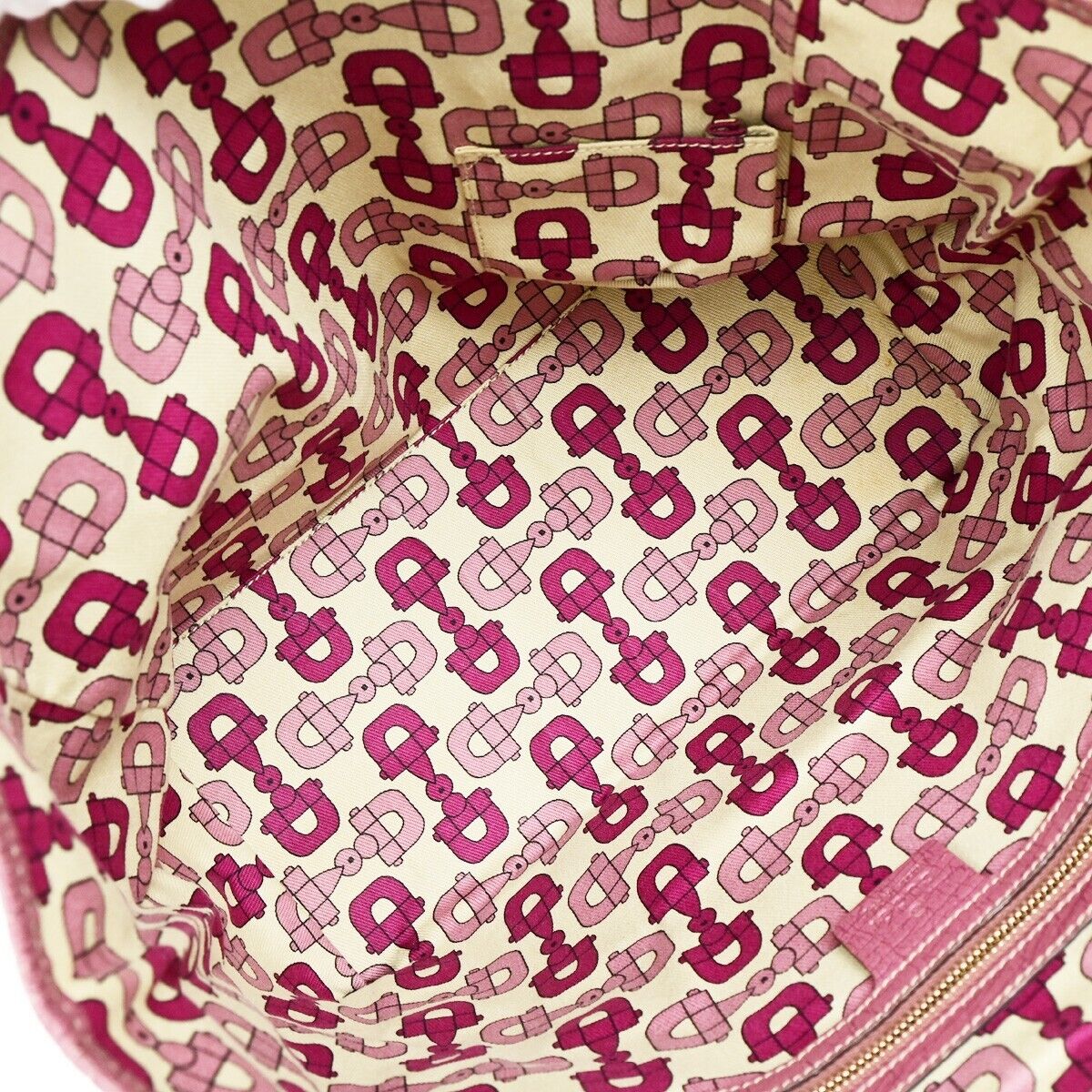 GUCCI Logo GG Pattern Shoulder Tote Bag Canvas Leather Brown Pink Italy 32FB390