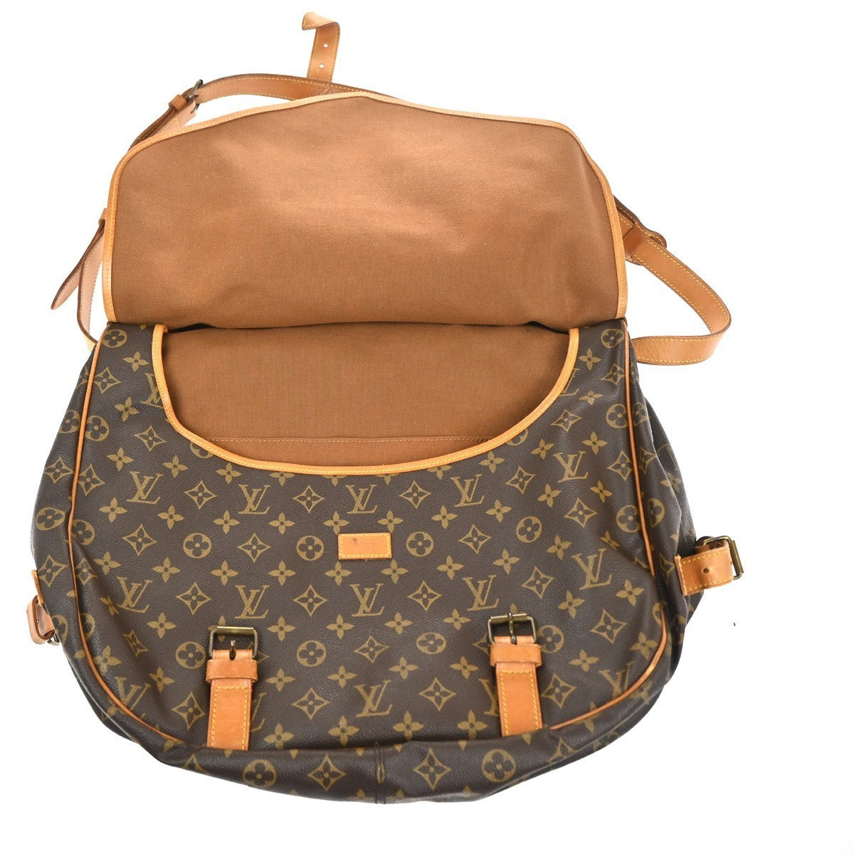 LOUIS VUITTON Logo Saumur 43 Shoulder Bag Monogram Leather Brown M42252 98MA210