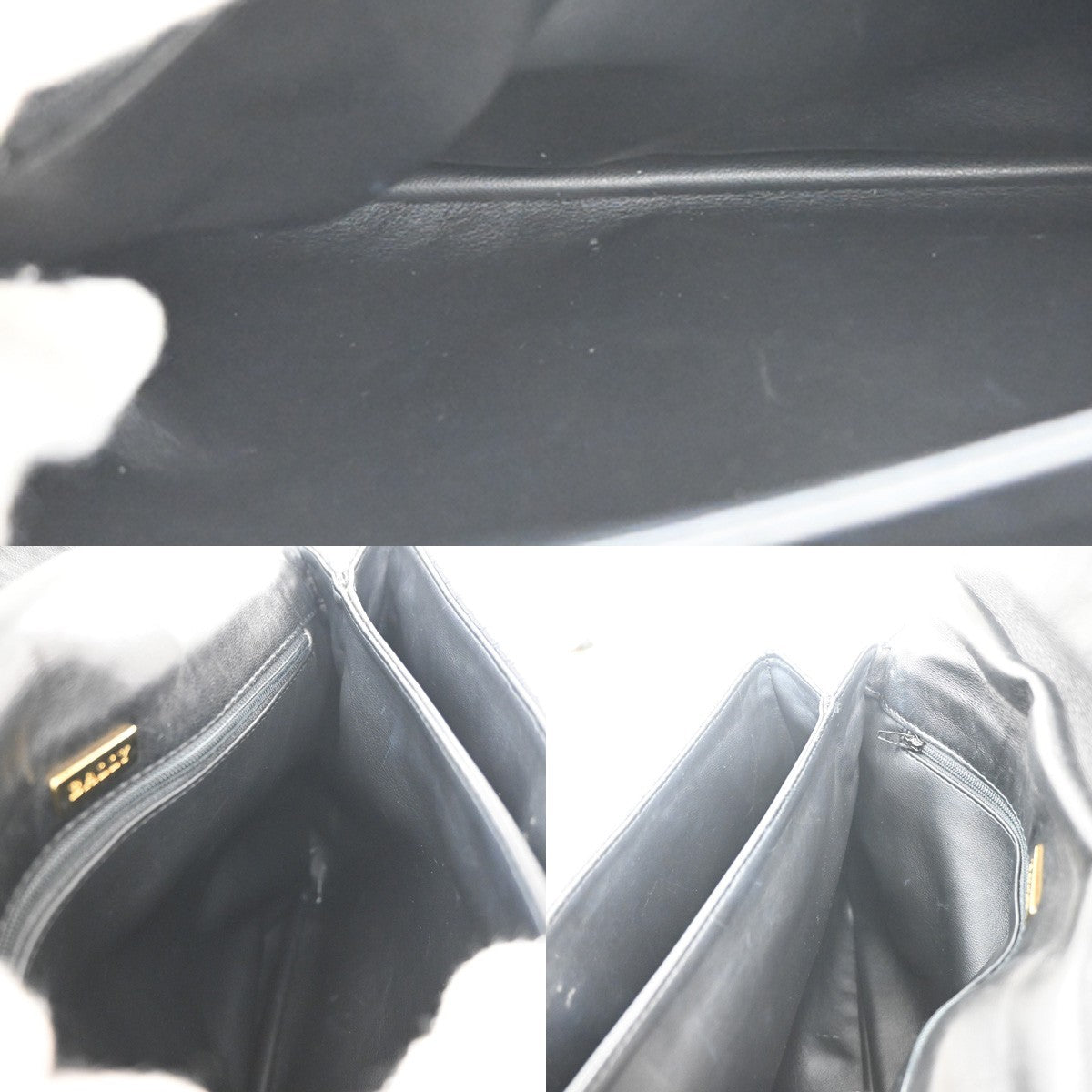 BALLY Logo Quilted Hand Bag Leather Black GHW Italy 02KP543