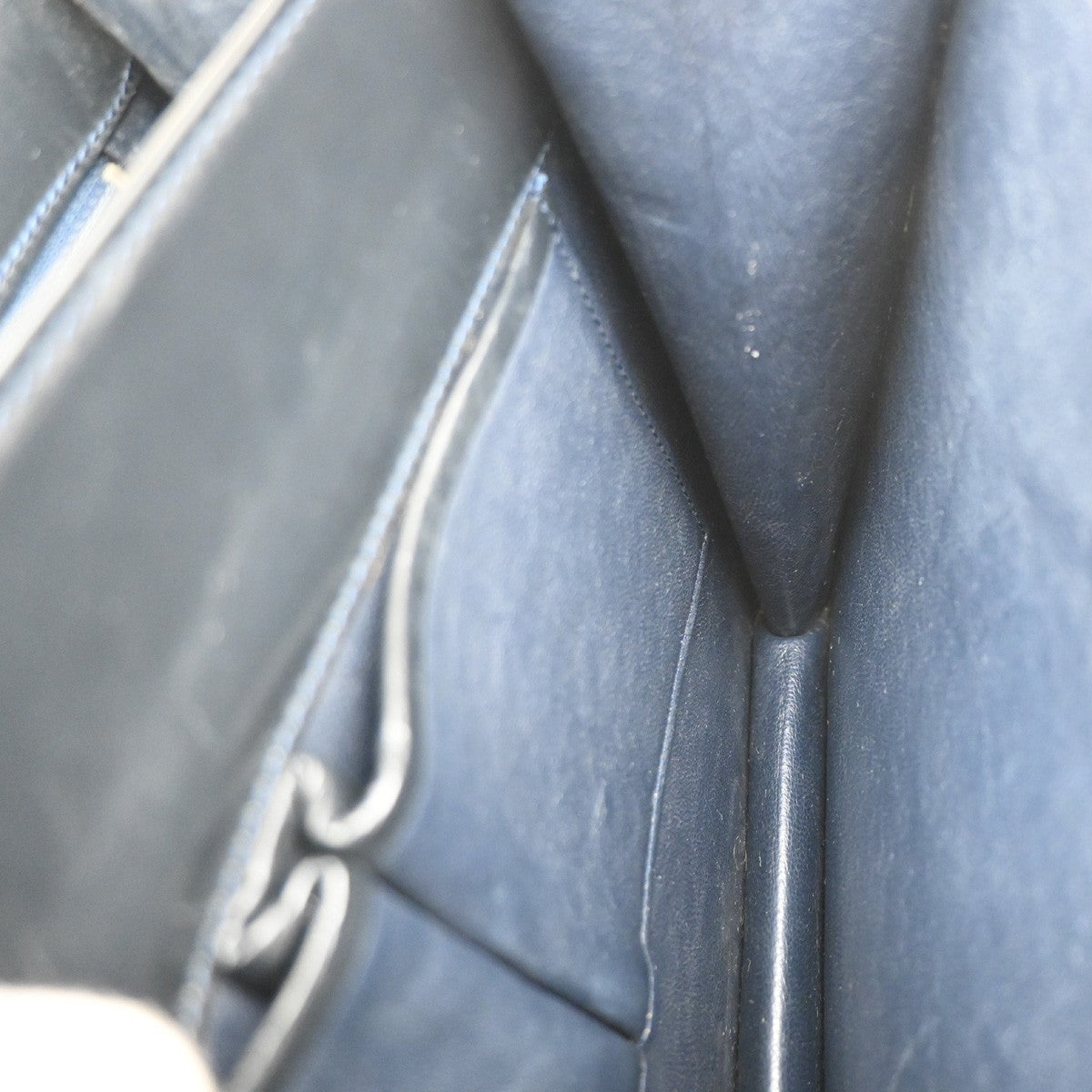 CELINE Logo Shoulder Bag Leather Blue GHW Italy 87EG397