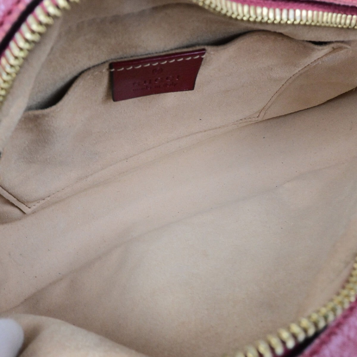 GUCCI Marmont GG Pattern Chain Shoulder Bag Canvas Leather Brown Red 600KB508
