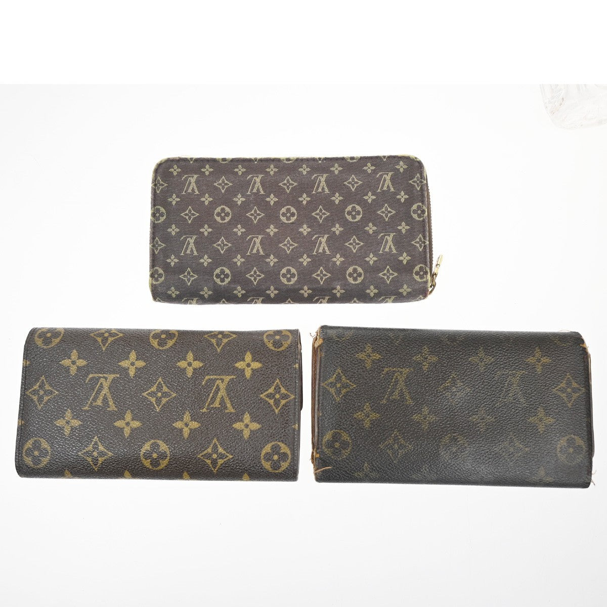 13.Live LOUIS VUITTON 3 Set Bifold Wallet Canvas Monogram Idylle Leather 66KC398