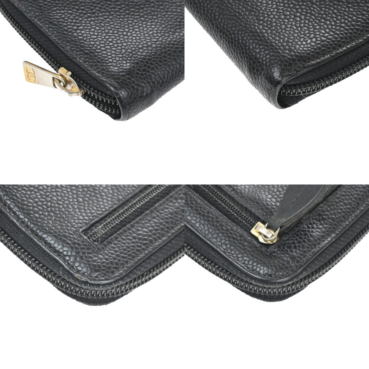 CHANEL CC Logo Long Zipper Wallet Grained Calfskin Leather Black GHW 04KC126