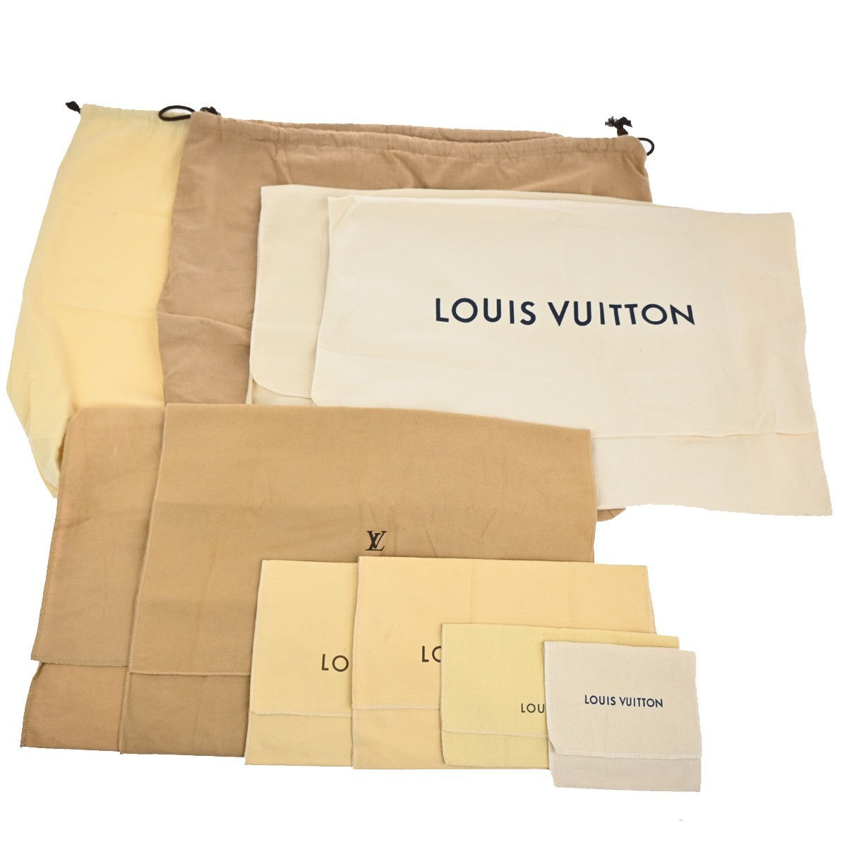LOUIS VUITTON Logo 10 Set Dust Bag Drawstring Canvas Cotton Beige Brown 09MA430