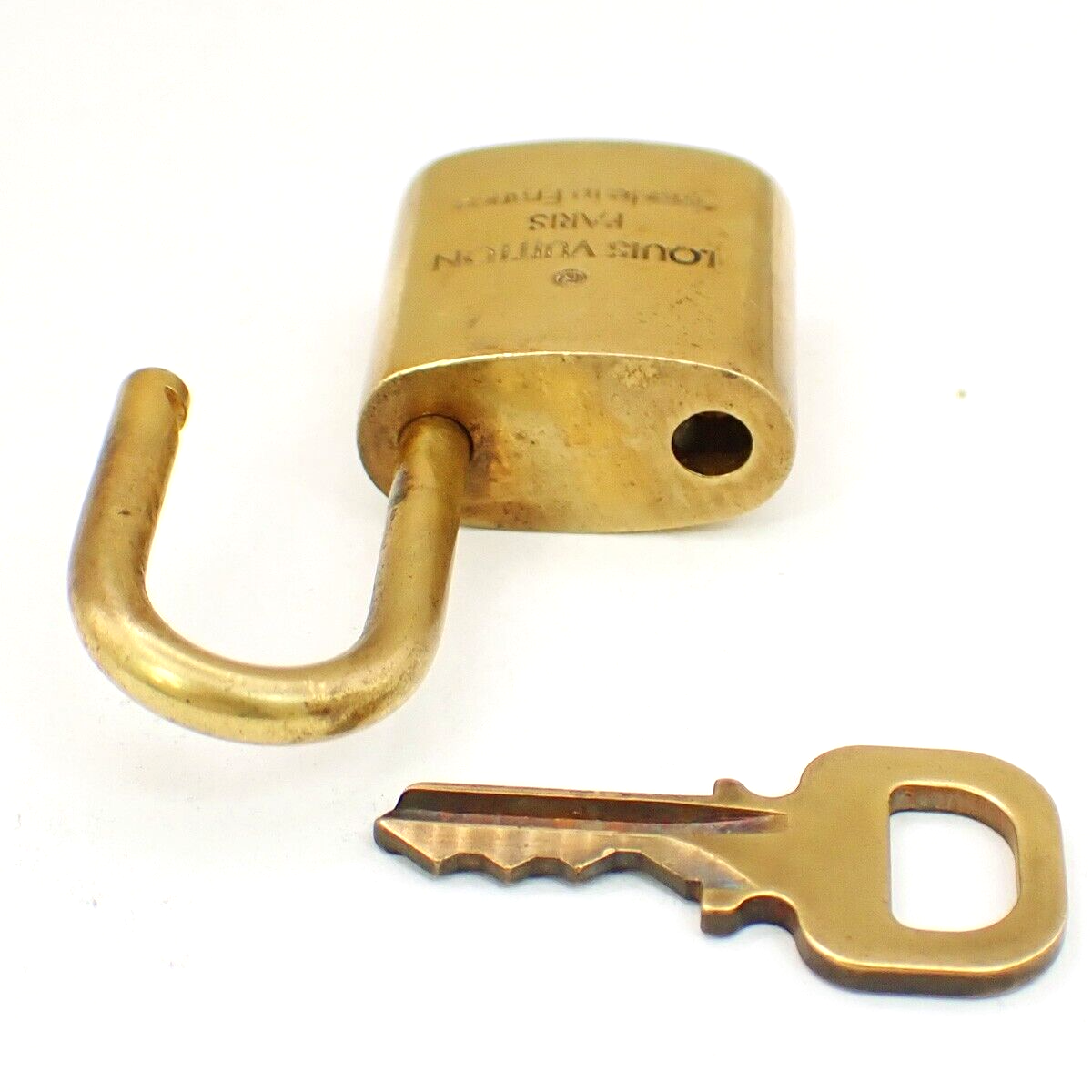 LOUIS VUITTON LV 10 Set  Padlock Key Bag Charm Cadena Gold Plated France 08YF807