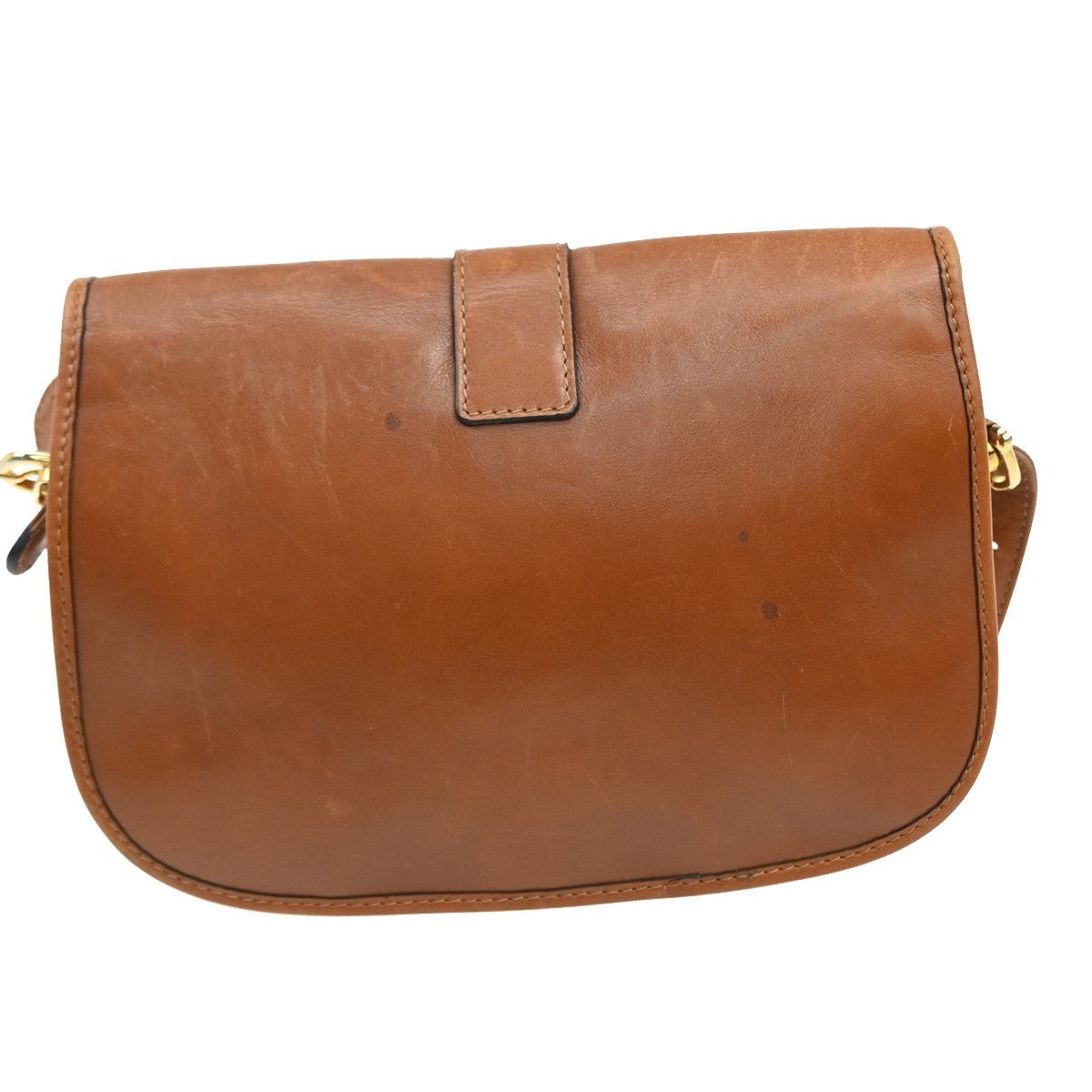 CELINE Logo Shoulder Bag Leather Brown GHW Made In Italy 02FC143