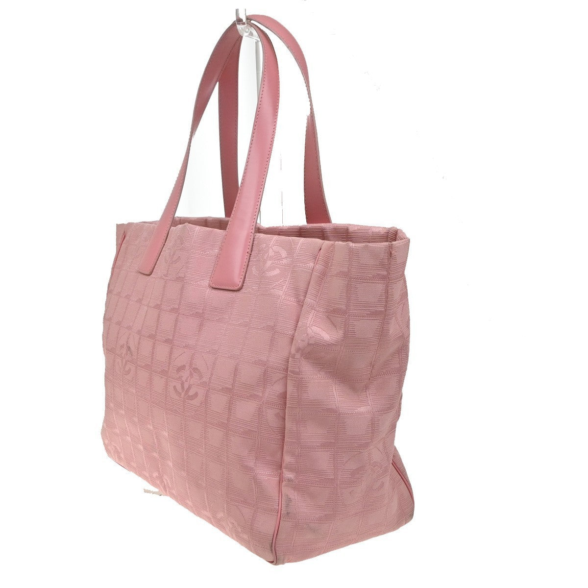 CHANEL CC Logo New Travel Line Shoulder Bag Nylon Leather Pink Italy 87EG406