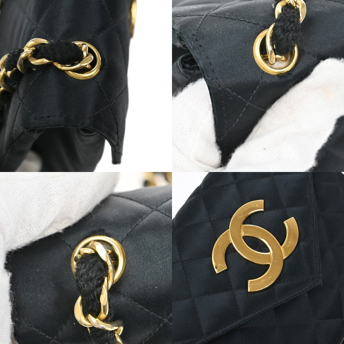 CHANEL CC Mini Matelasse Chain Shoulder Bag Satin Black GHW Vintage 648RL403