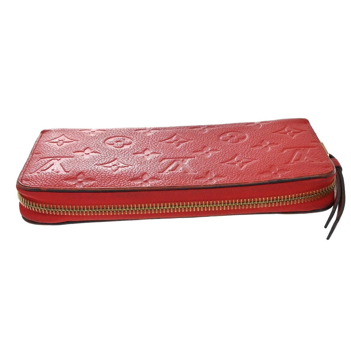 LOUIS VUITTON Logo Long Zippy Wallet Monogram Empreinte Red M63691 31KP278