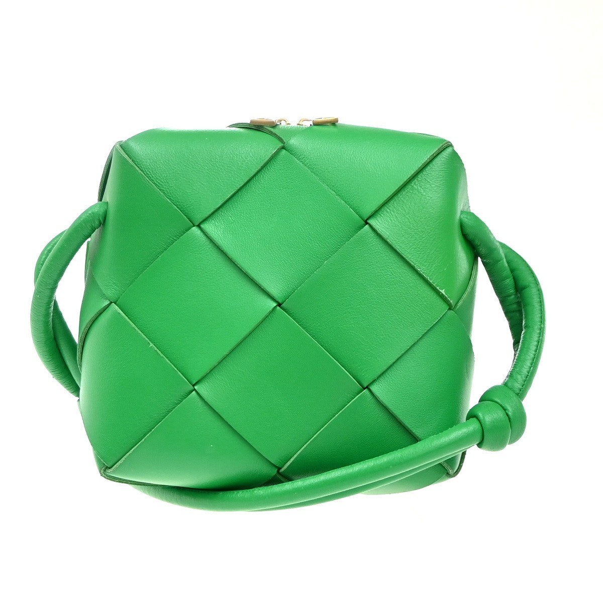 BOTTEGA VENETA Cassette Intrecciato Mini Shoulder Bag Leather Green GHW 27RP093