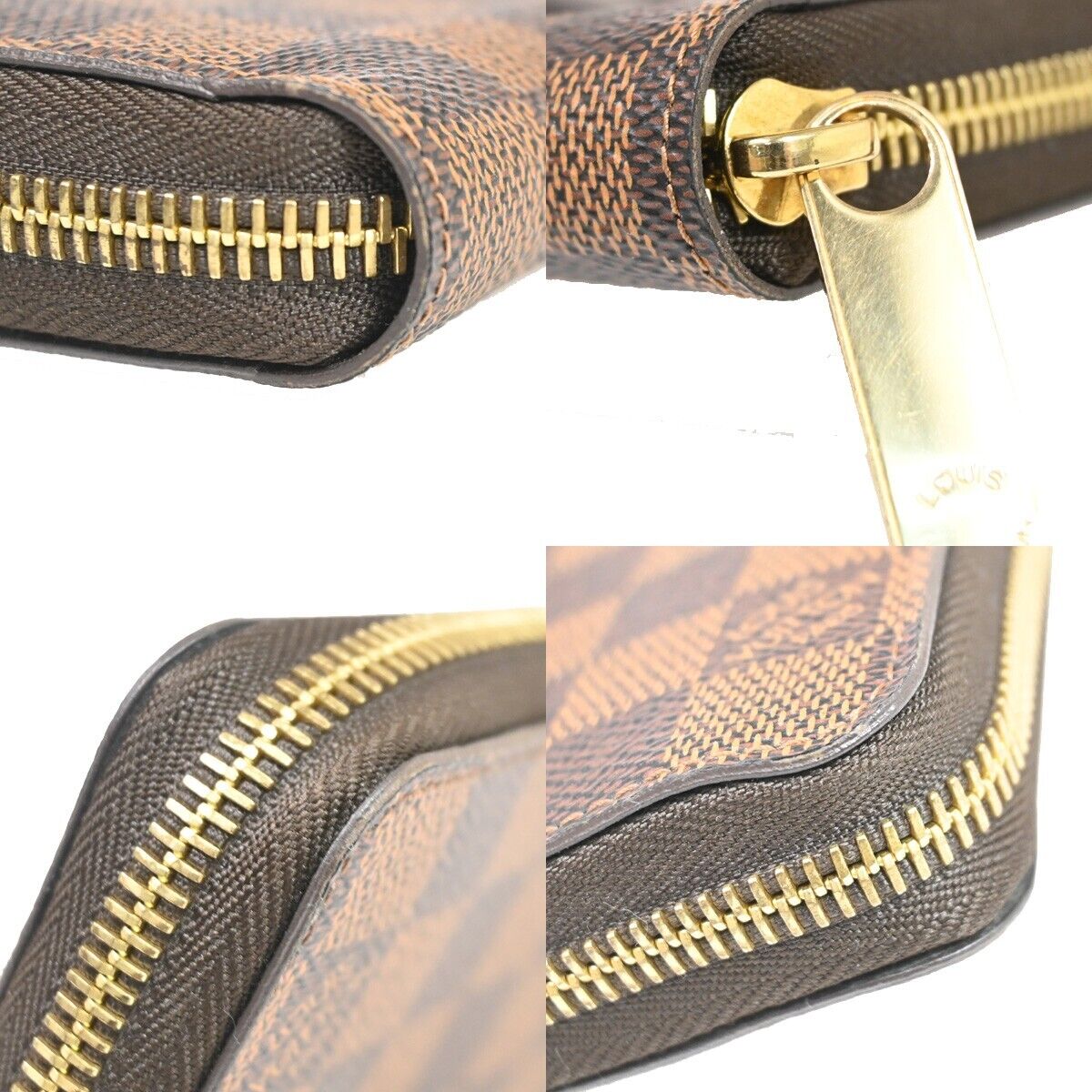 LOUIS VUITTON Zippy Wallet Long Bifold Purse Damier Leather Brown N60015 21RJ315
