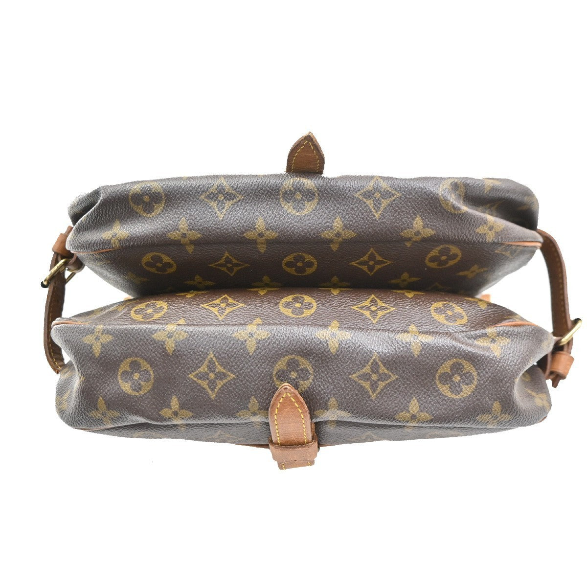 LOUIS VUITTON Logo Saumur 30 Shoulder Bag Monogram Leather Brown M42256 39PA086