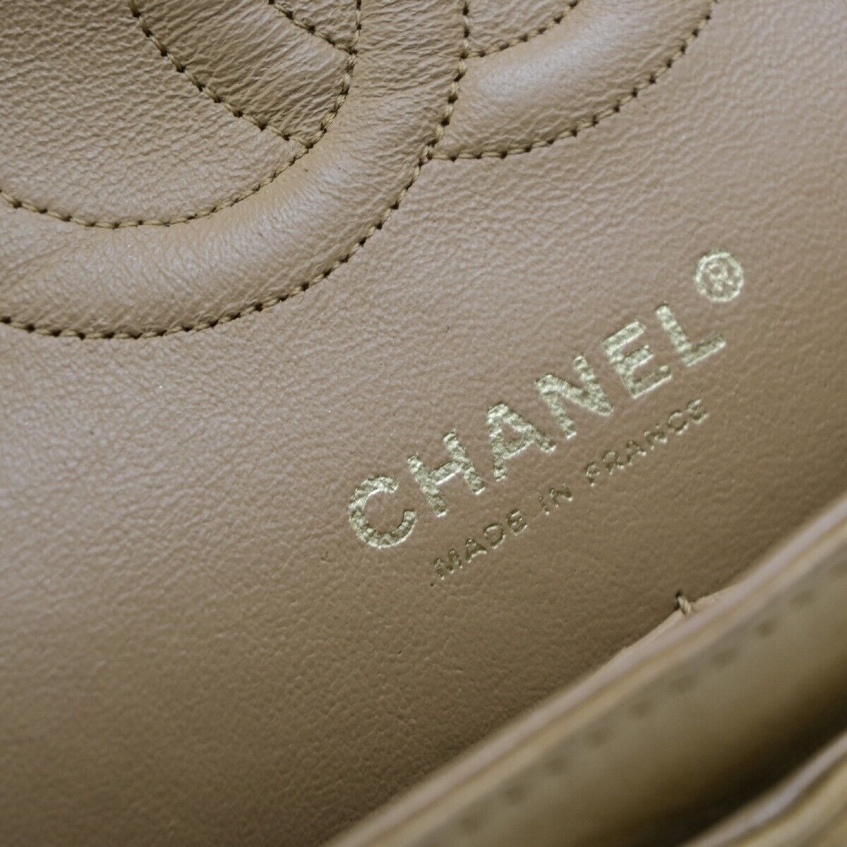 CHANEL CC Matelasse 25 Double Flap Chain Shoulder Bag Leather Beige GHW 310RK685