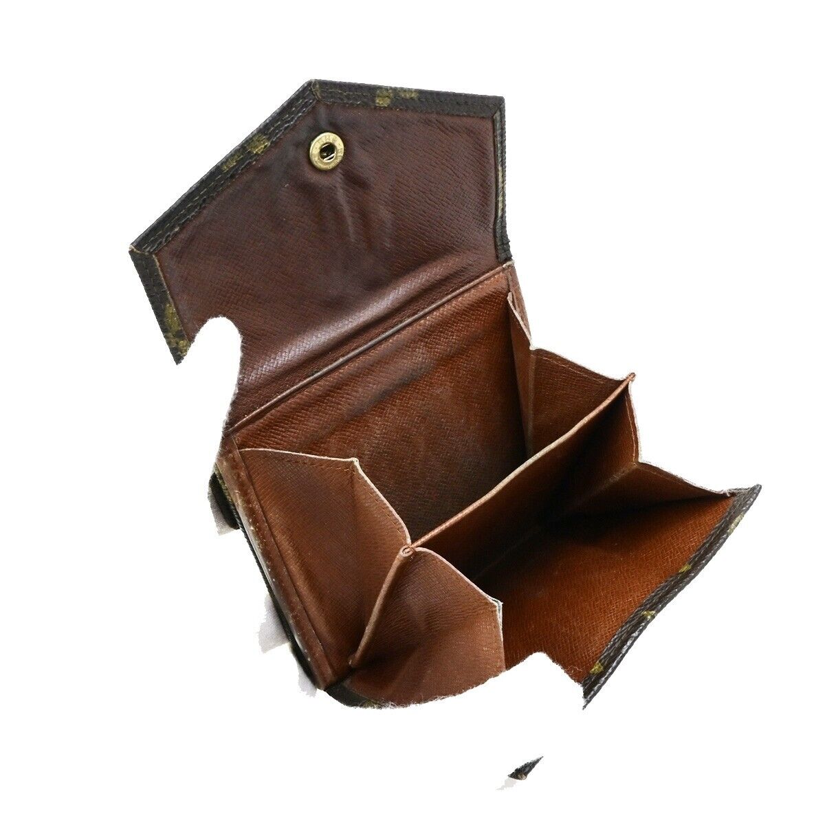 LOUIS VUITTON 2 Set Bifold Trifold Compact Wallet Monogram Leather Brown 02KA446