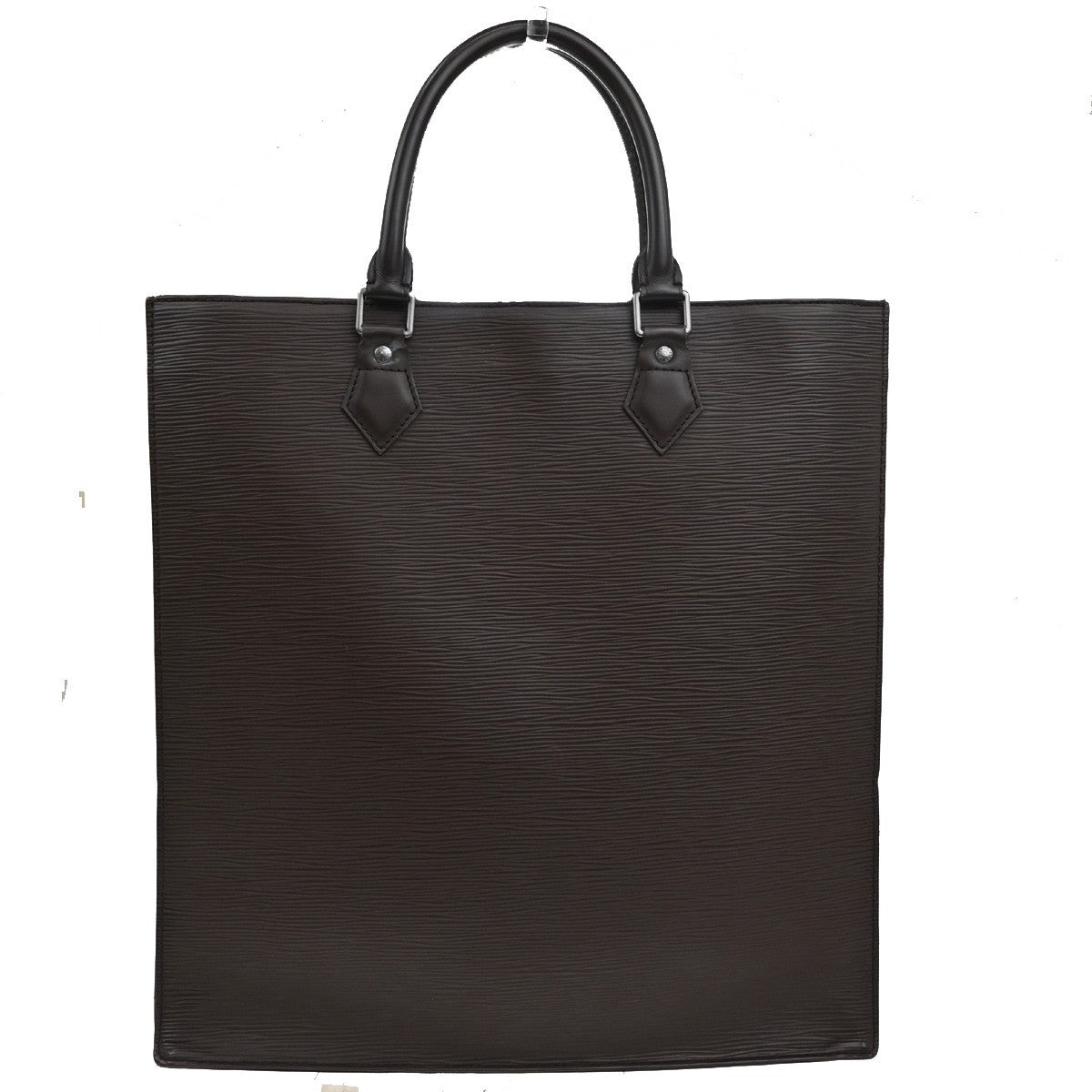 LOUIS VUITTON Logo Sac Plat Hand Tote Bag Epi Leather Brown M52742 87KB932