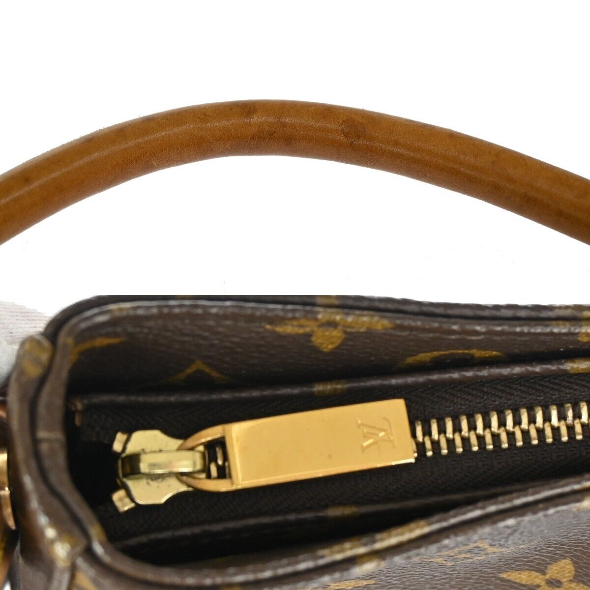 LOUIS VUITTON Logo Looping GM Shoulder Bag Monogram Leather Brown M51145 73ED287