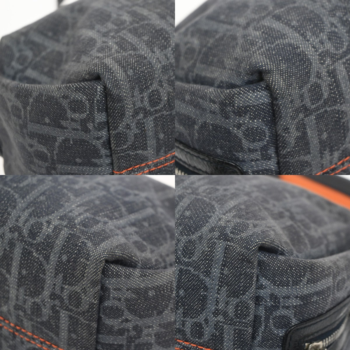 CHRISTIAN DIOR Trotter Flight Line Shoulder Bag Denim Canvas Leather BE 41RL890