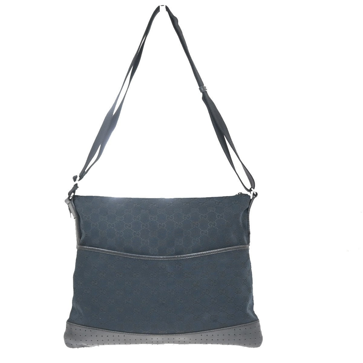 GUCCI Logo GG Pattern Shoulder Hand Bag Canvas Leather Black SHW Italy 87KC711