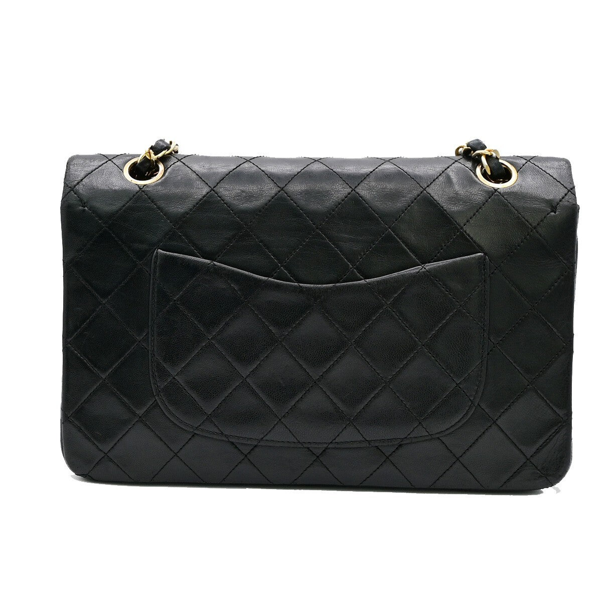 CHANEL Matelasse 25 Double Flap Chain Shoulder Bag Leather BK Vintage 377RJ823