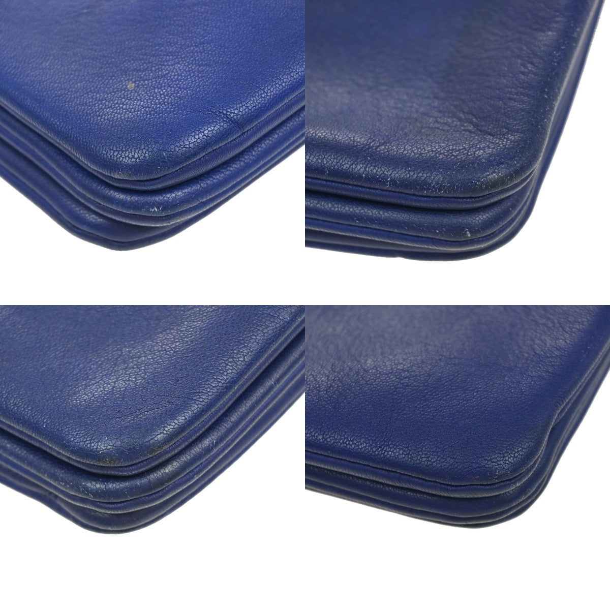 CELINE Logo Trio Small Crossbody Shoulder Bag Leather Blue Italy GHW 35YJ117