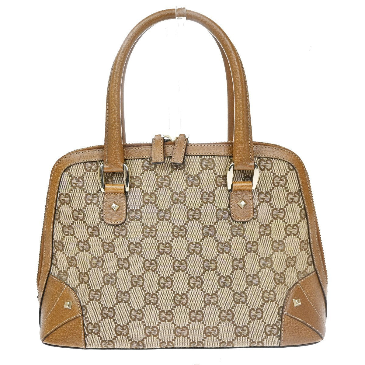 GUCCI GG Pattern Shoulder Handbag Bag Canvas Leather Brown SHW Italy 81CB057