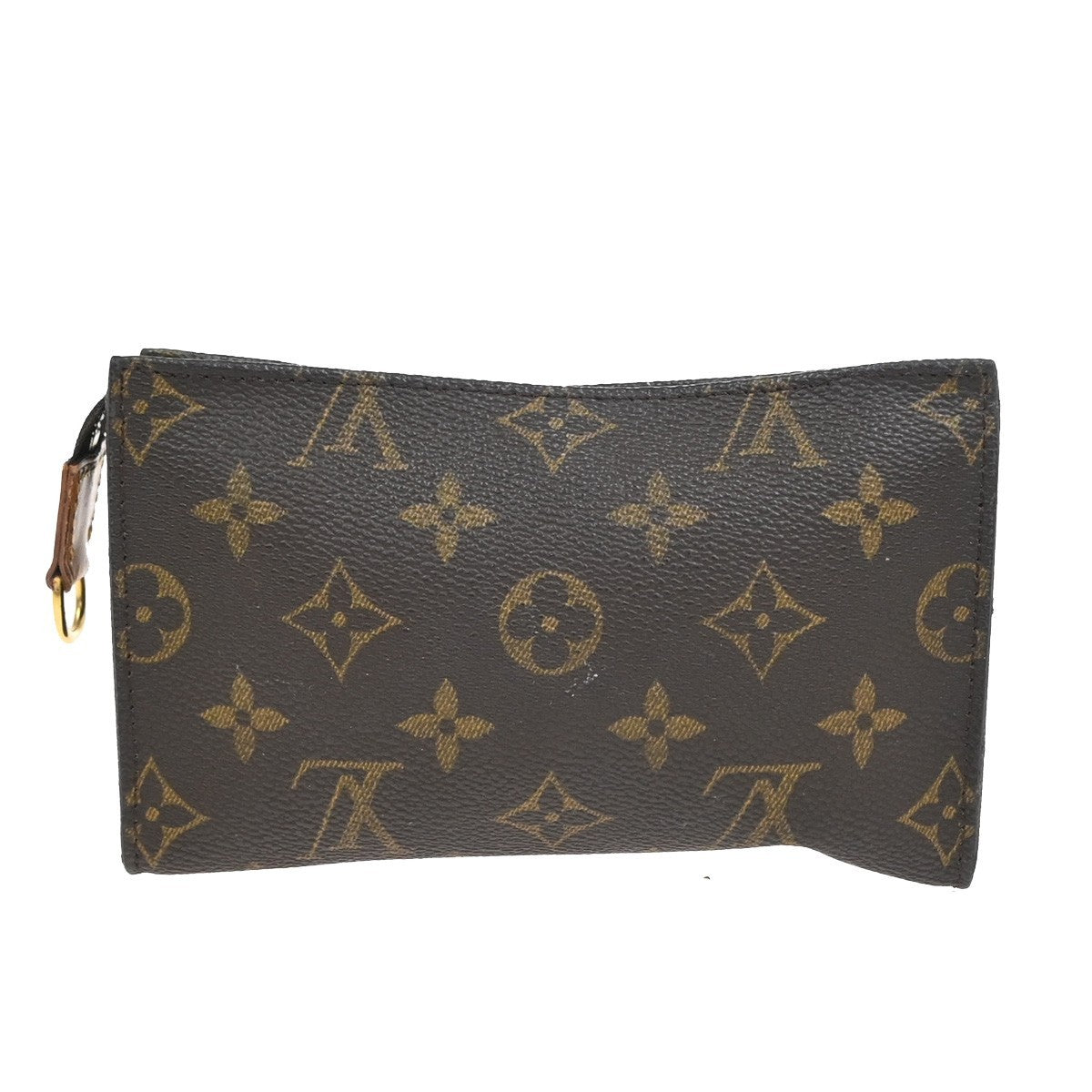 LOUIS VUITTON Logo BUCKET PM Pouch Bag Monogram Leather Brown France 02KC899
