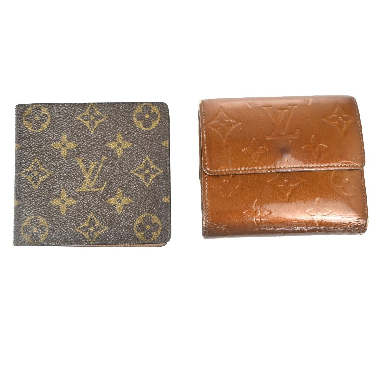 LOUIS VUITTON 2 Set Wallet Monogram Vernis Patent Leather Brown Bronze 63MA459