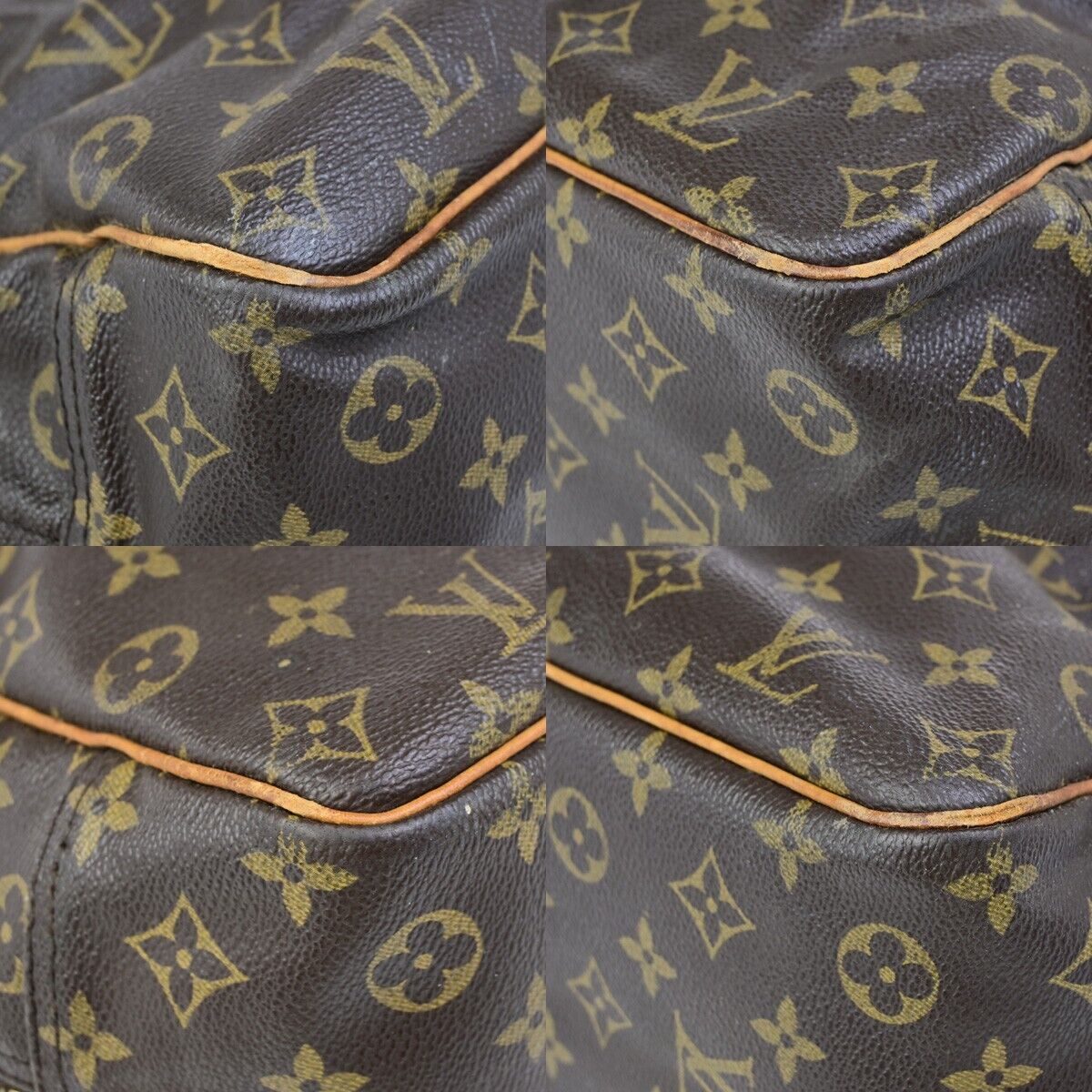 LOUIS VUITTON LV Logo Deauville Hand Bag Monogram Leather Brown M47270 67ED043