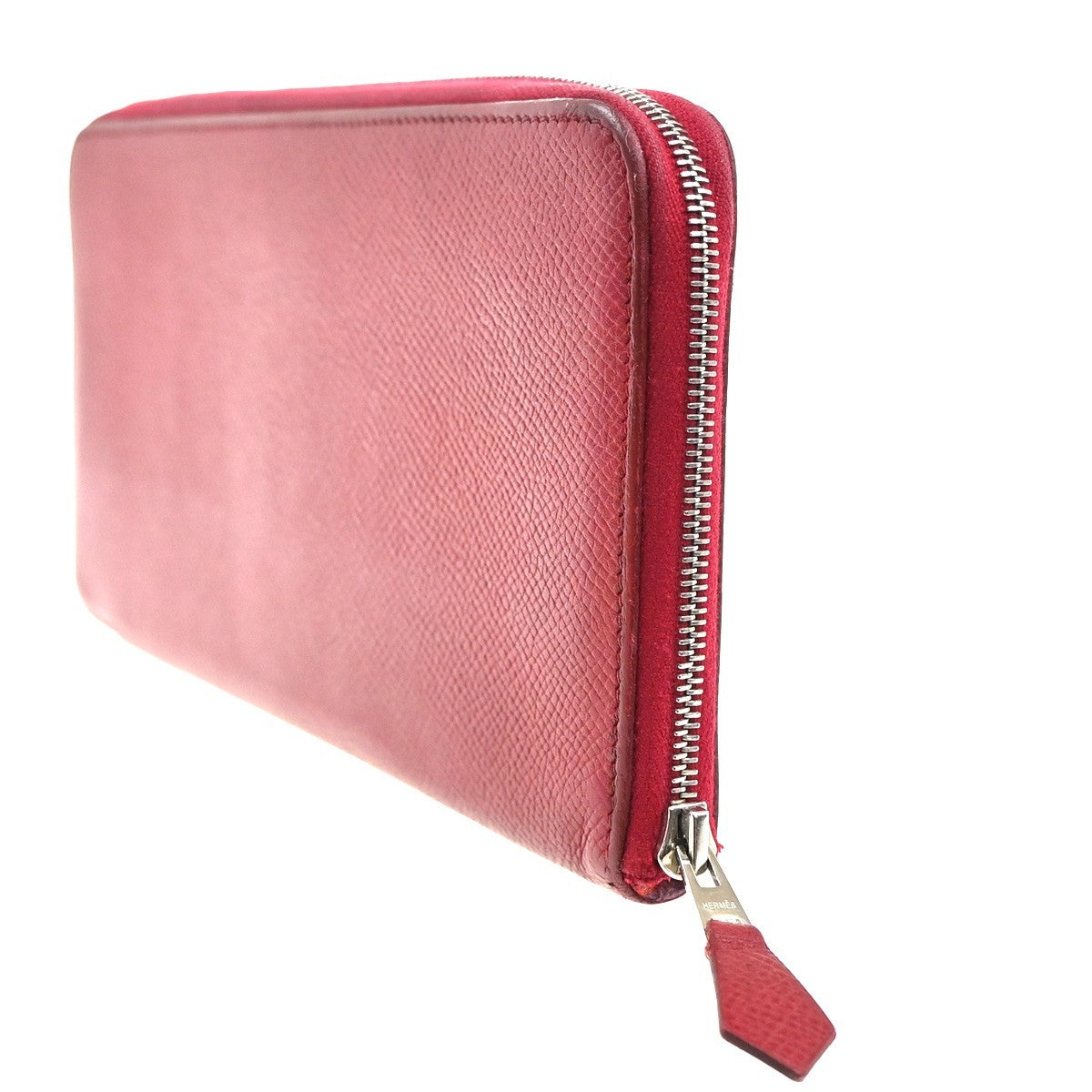 HERMES Azap Silk In Long Wallet Epsom Leather Red SHW France 35KC599
