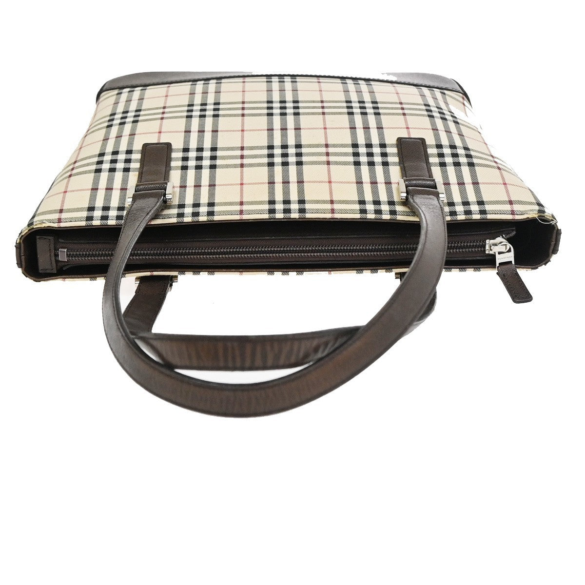 BURBERRY Nova Check Pattern Shoulder Bag Canvas Leather Brown Beige SHW 65KD026