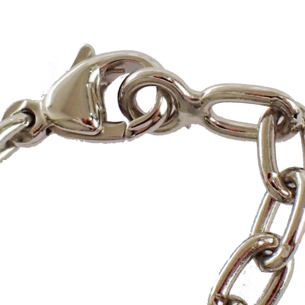 CARTIER 2C Logo Chain Necklace Top Charm  Key Ring Silver ACCESSORY 01SH128